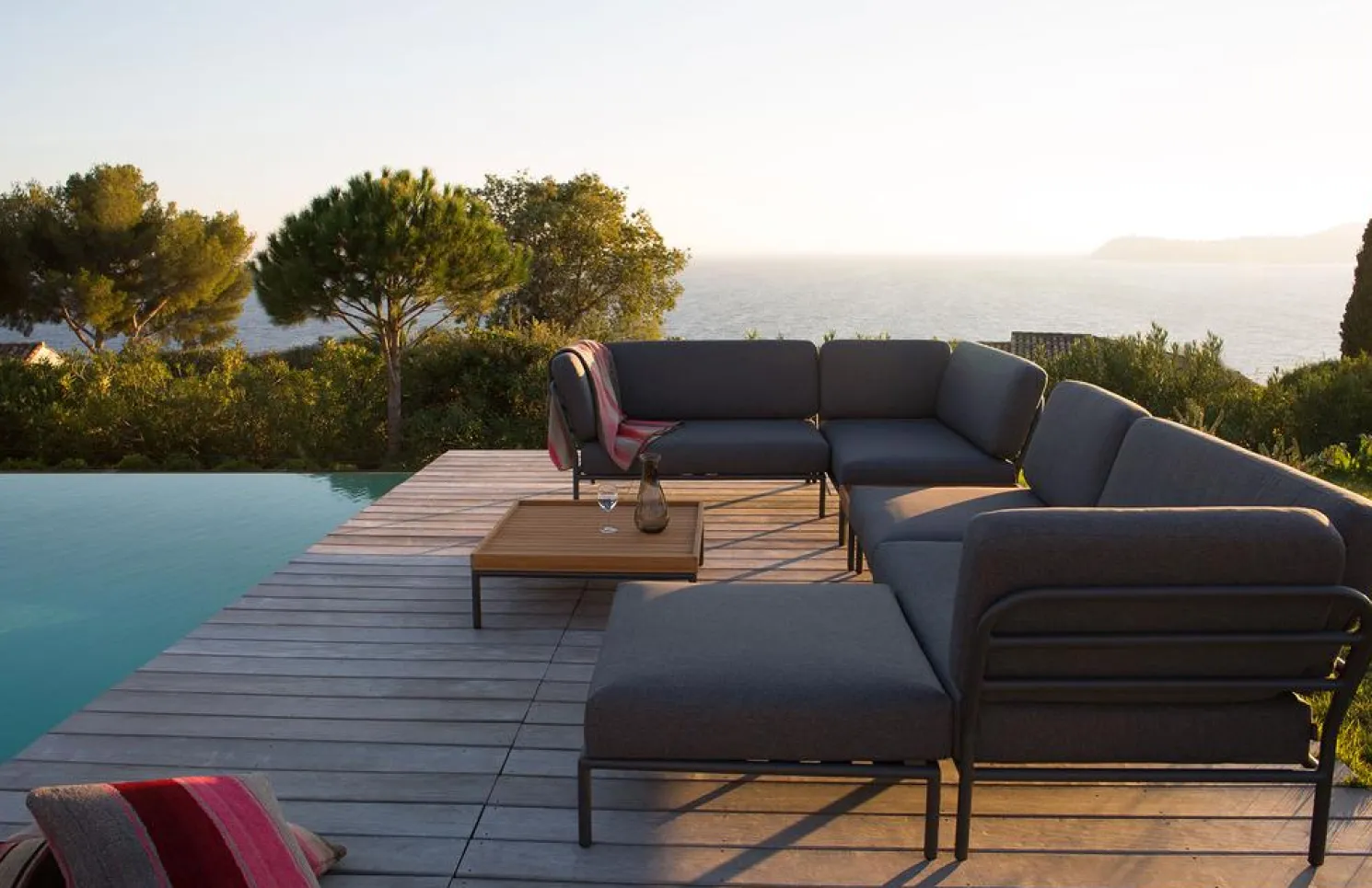 HOUE LEVEL Outdoor Ottoman Lounge-Modul 3 Kohle Dunkelgrau