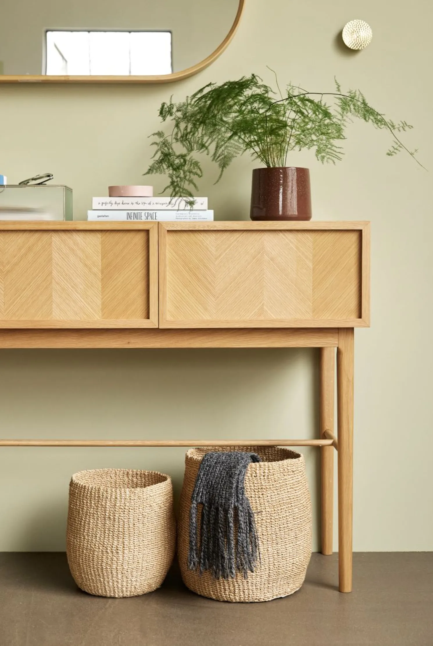 Hübsch Sort Aufbewahrungskorb Naturfarben ø19 cm Höhe 23 cm