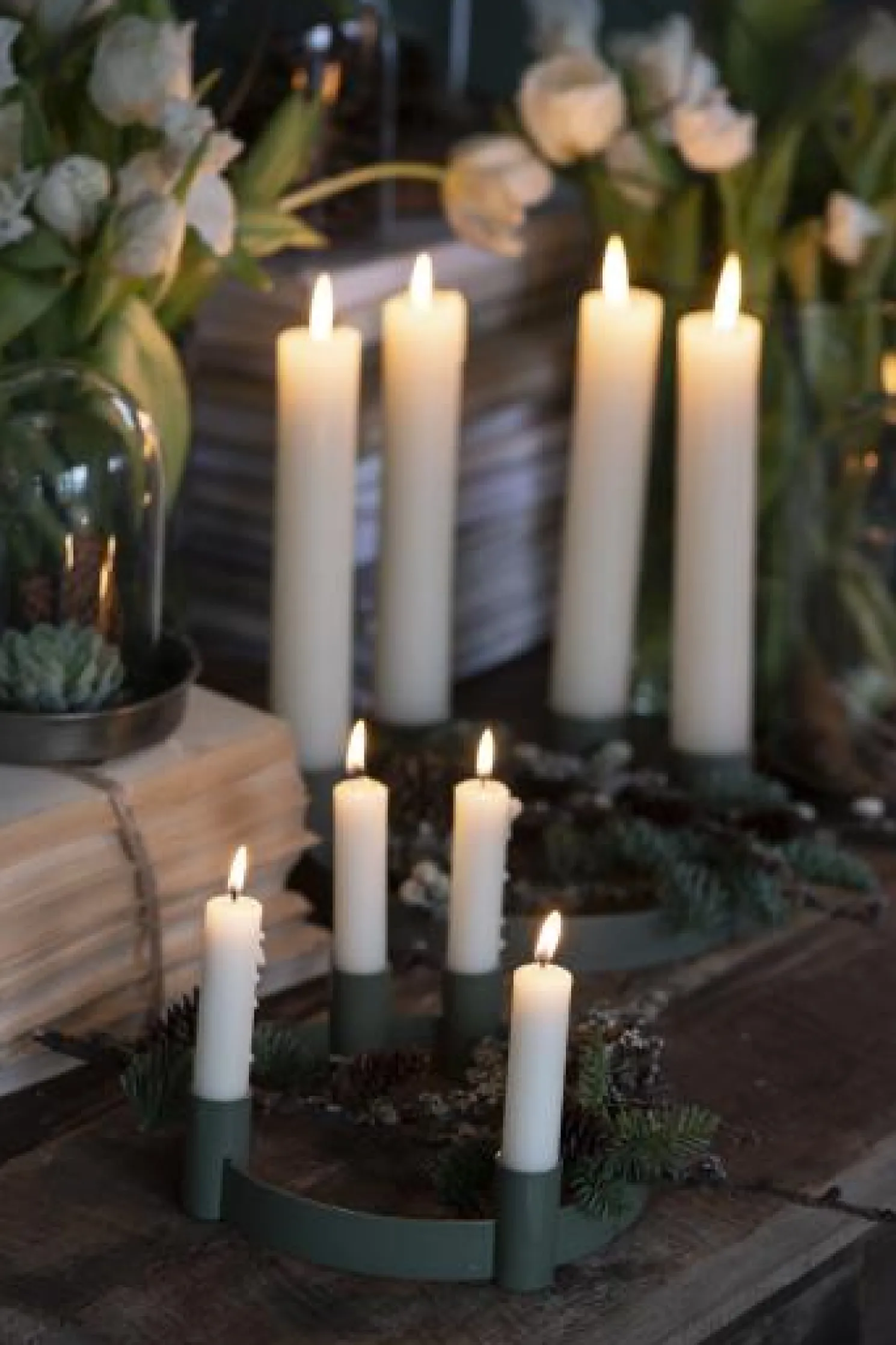 IB laursen Adventkerzenhalter f/4 Stabkerzen verschiebbare Halter rot