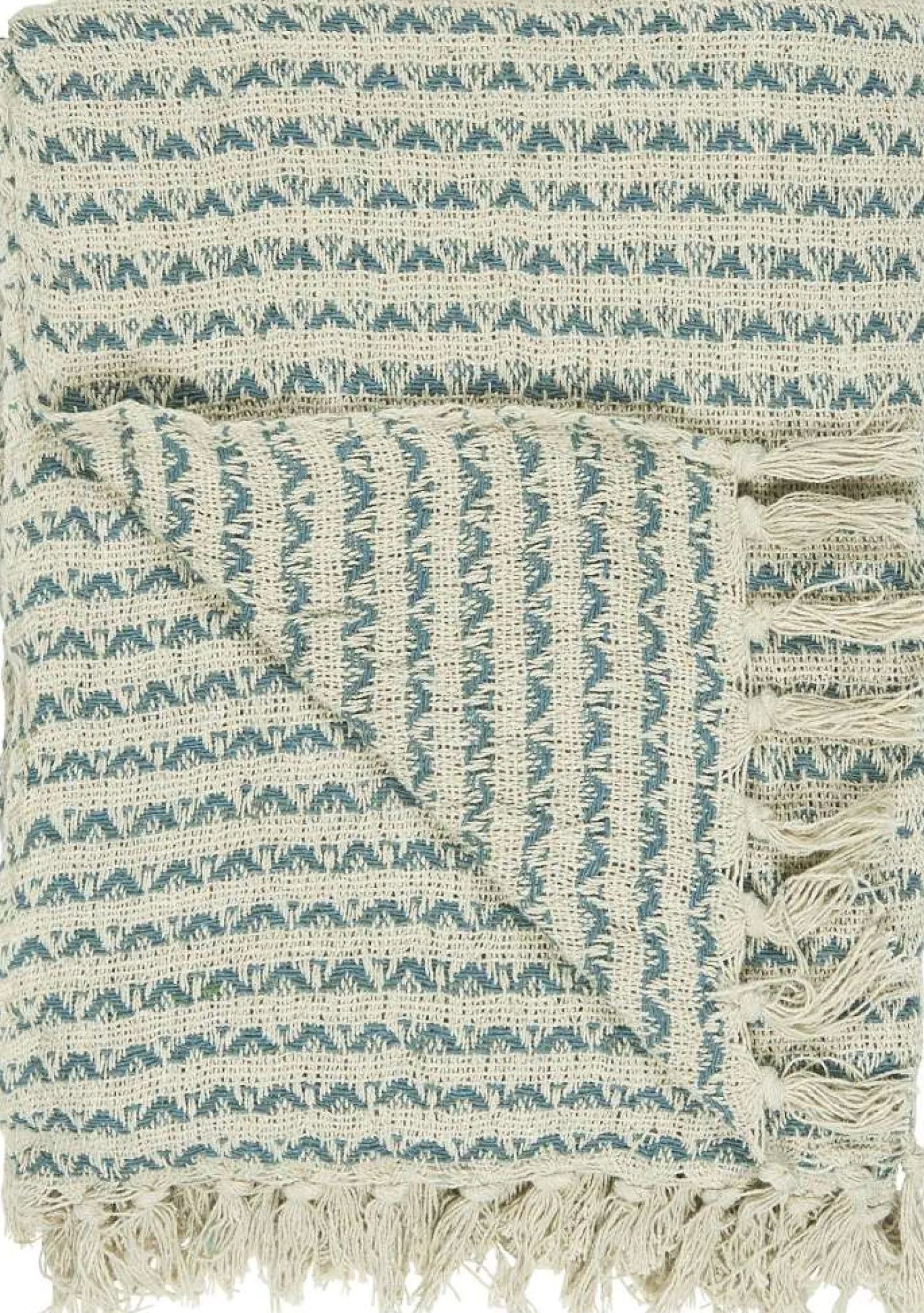 IB laursen Baumwoll-Sommerdecke Creme/Petrol mit Muster