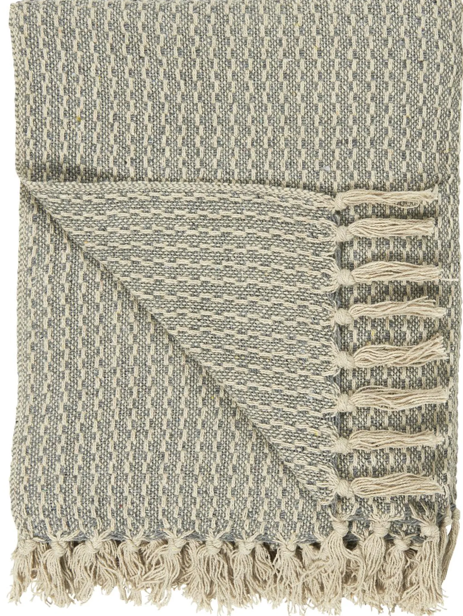 IB laursen Plaid creme/blaugrau130x160 cm