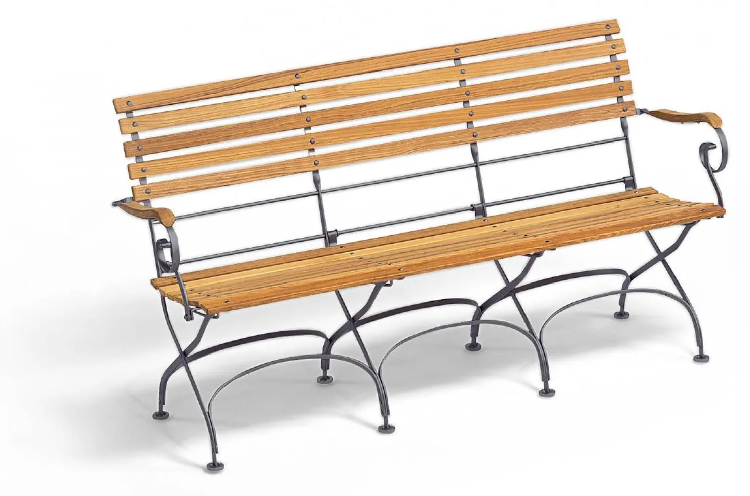 Weishäupl Klappbare 3-Sitzer Bank Classic mit Armlehnen graphitgrau