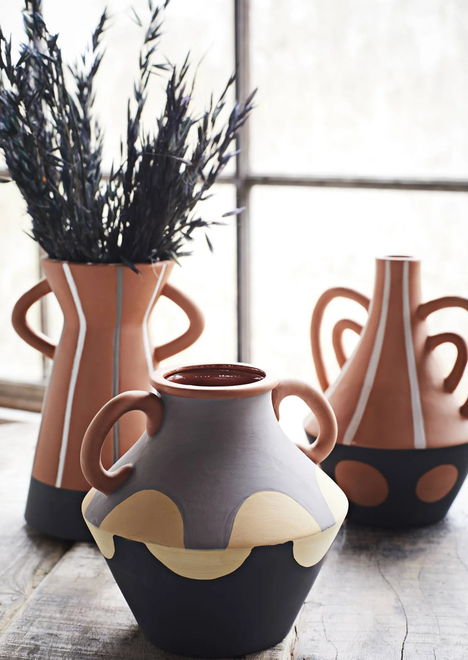 MADAM STOLTZ Getrocknete Blumen, schwarz 75-85 cm