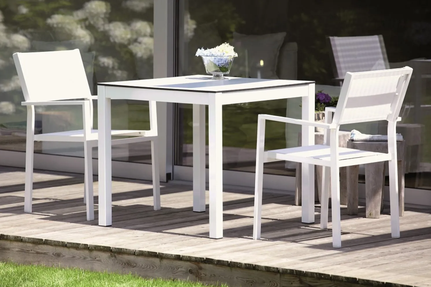 Jan Kurtz Outdoor Tisch Quadrat Hpl-Schichtstoff weiß / natur eloxiert 80x50