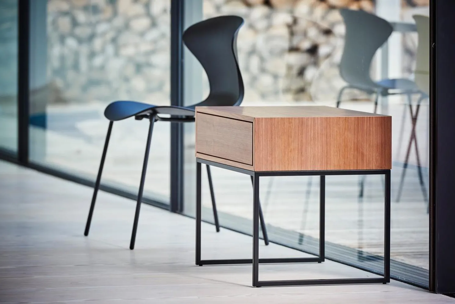 Jan Kurtz Beistelltisch Dina mit Schublade Schwarz/Eiche Natur