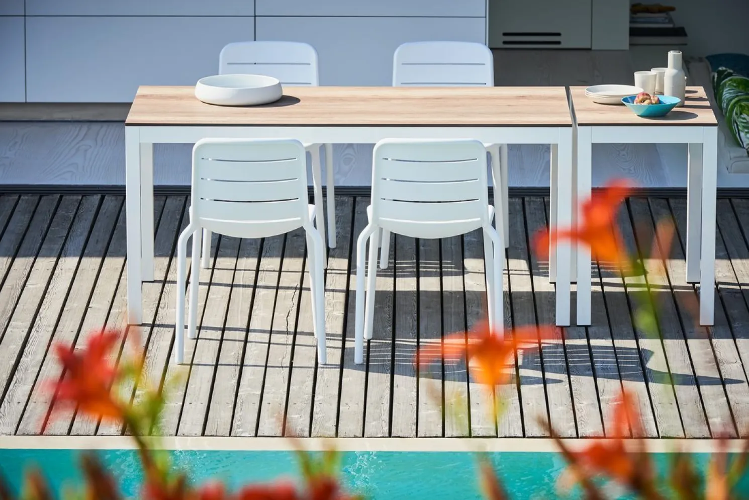 Jan Kurtz Outdoor Tisch Quadrat Teak / weiß 80x50