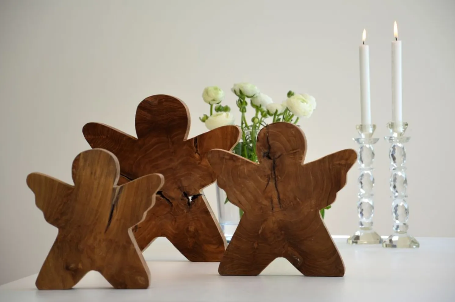 Jan Kurtz Weihnachtsfigur Unikat aus Teak "Schutzengel" 24 x 25 x 8 cm