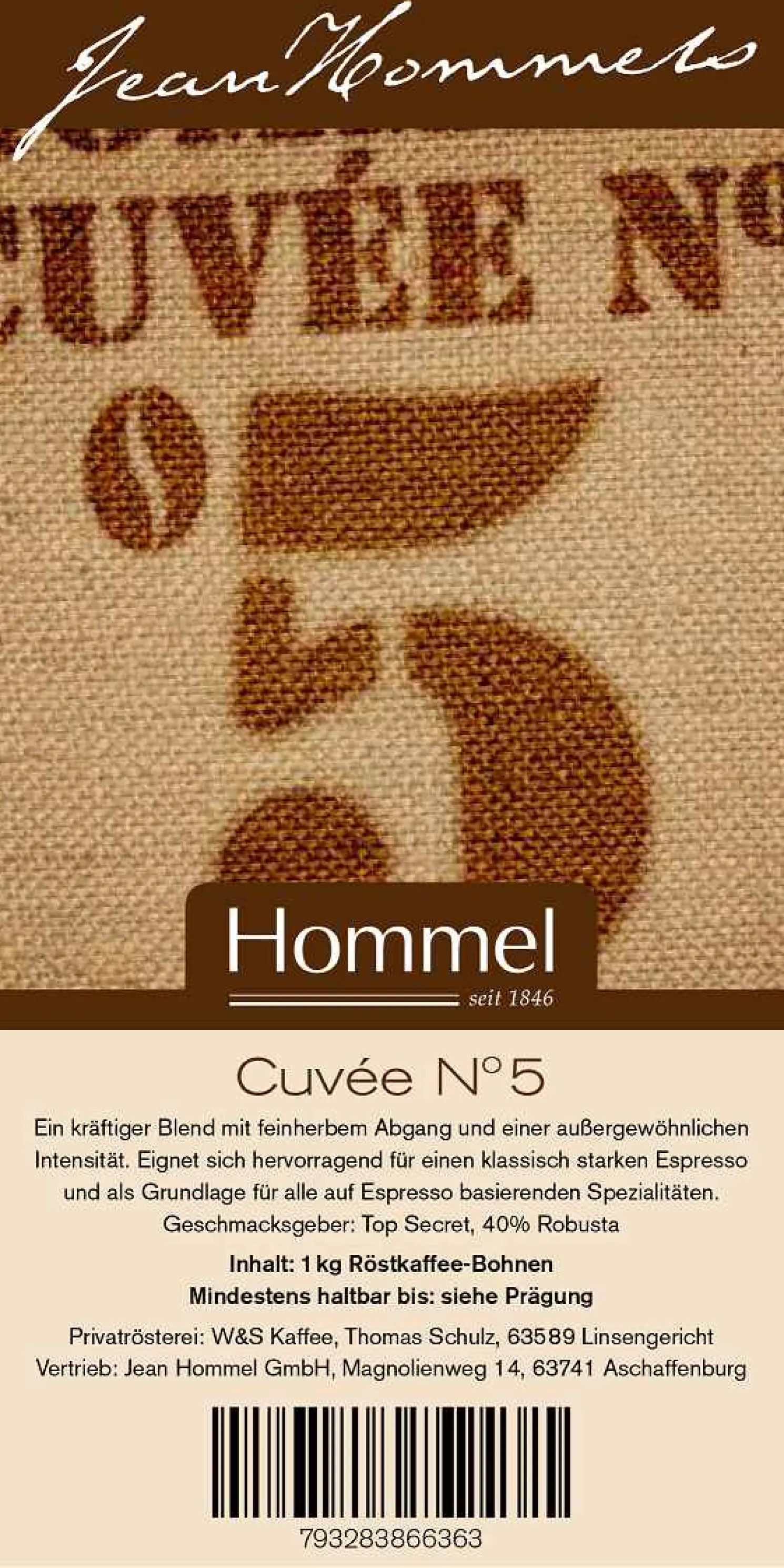 Jean Hommel Kaffee Cuvee Nr. 5 1000g