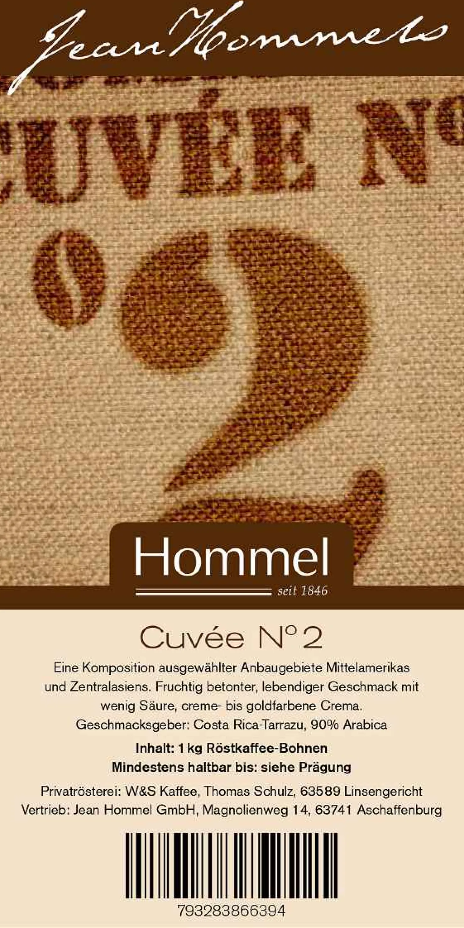 Jean Hommel Kaffee Cuvee Nr. 2 1000g