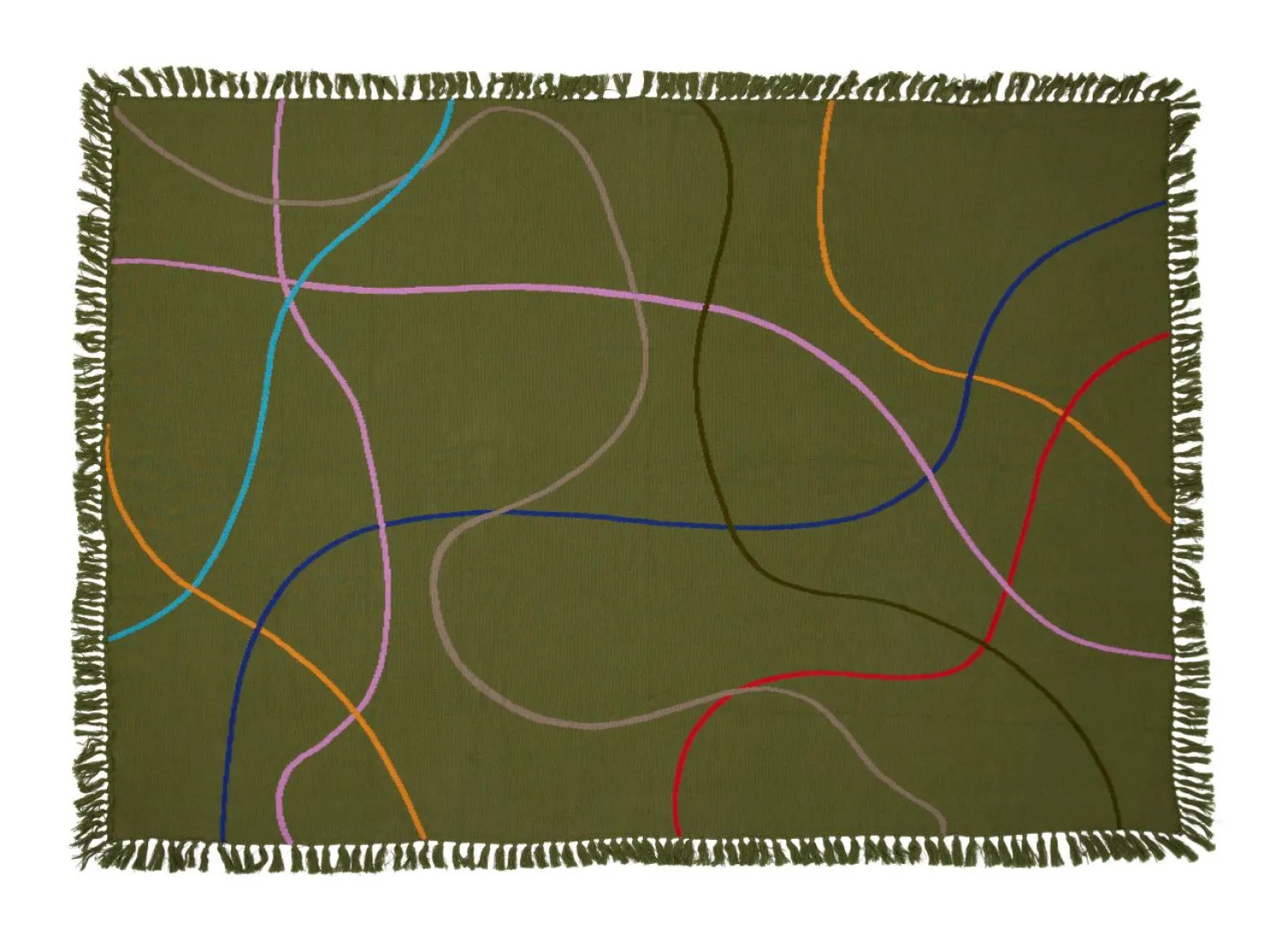 Hübsch Outline Baumwolldecke Multifarben/ Grün
