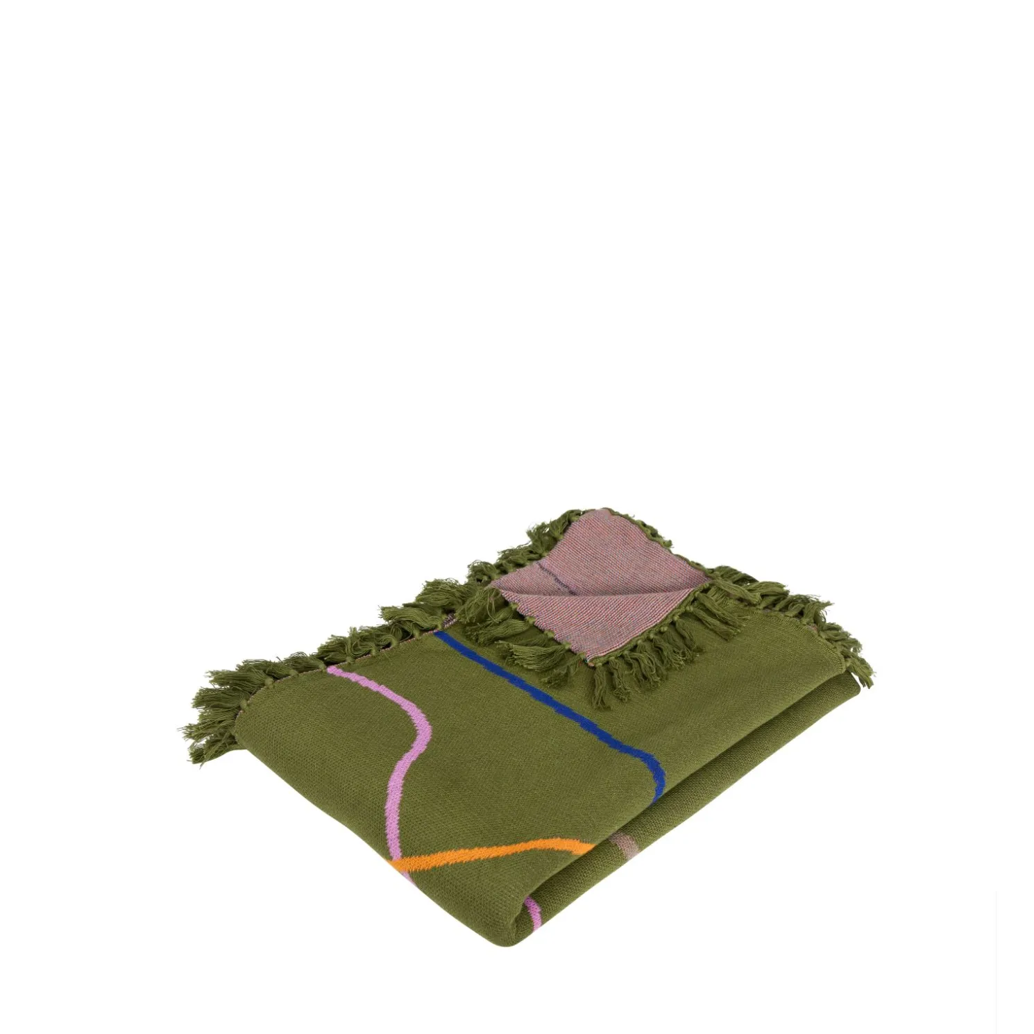 Hübsch Outline Baumwolldecke Multifarben/ Grün