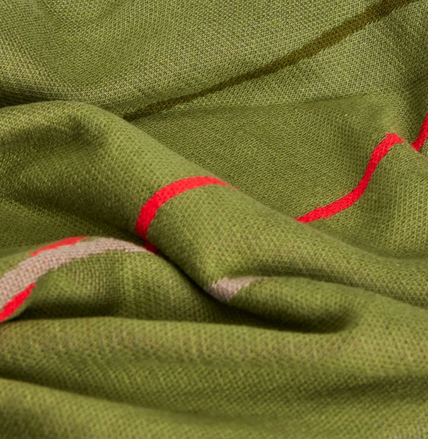 Hübsch Outline Baumwolldecke Multifarben/ Grün