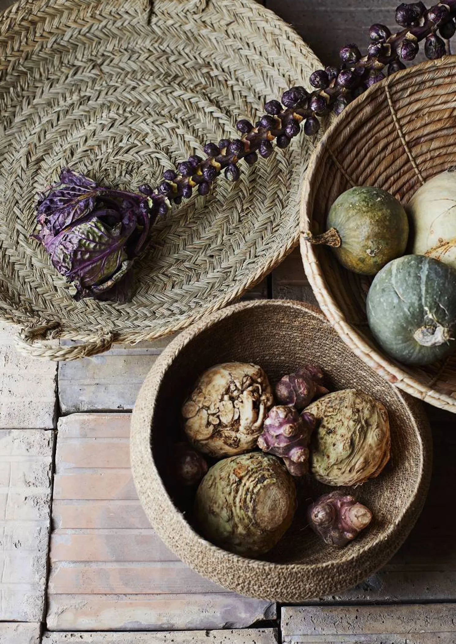 MADAM STOLTZ Niedriger Korb, Gras natur Ø 70 cm