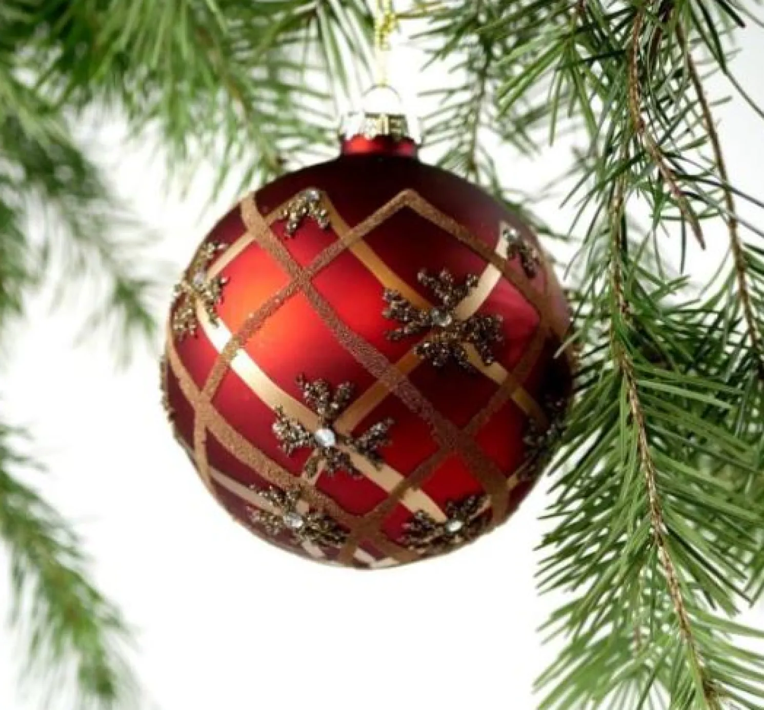 Hoff Glaskugel Ø 10 cm Rot Rot Streifen Gold