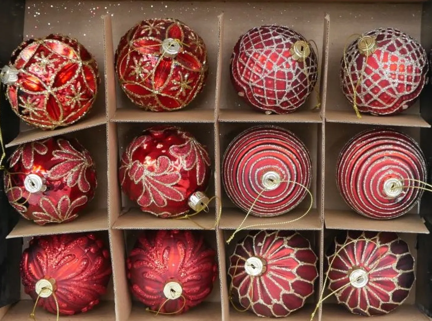 Hoff Glaskugel Ø 10 cm Rot Rot Streifen Gold