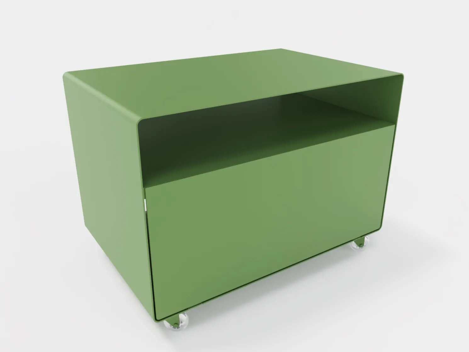Müller Möbelfabrikation R 107 Rollwagen mit Klapptür Resedagrün (RAL 6011)