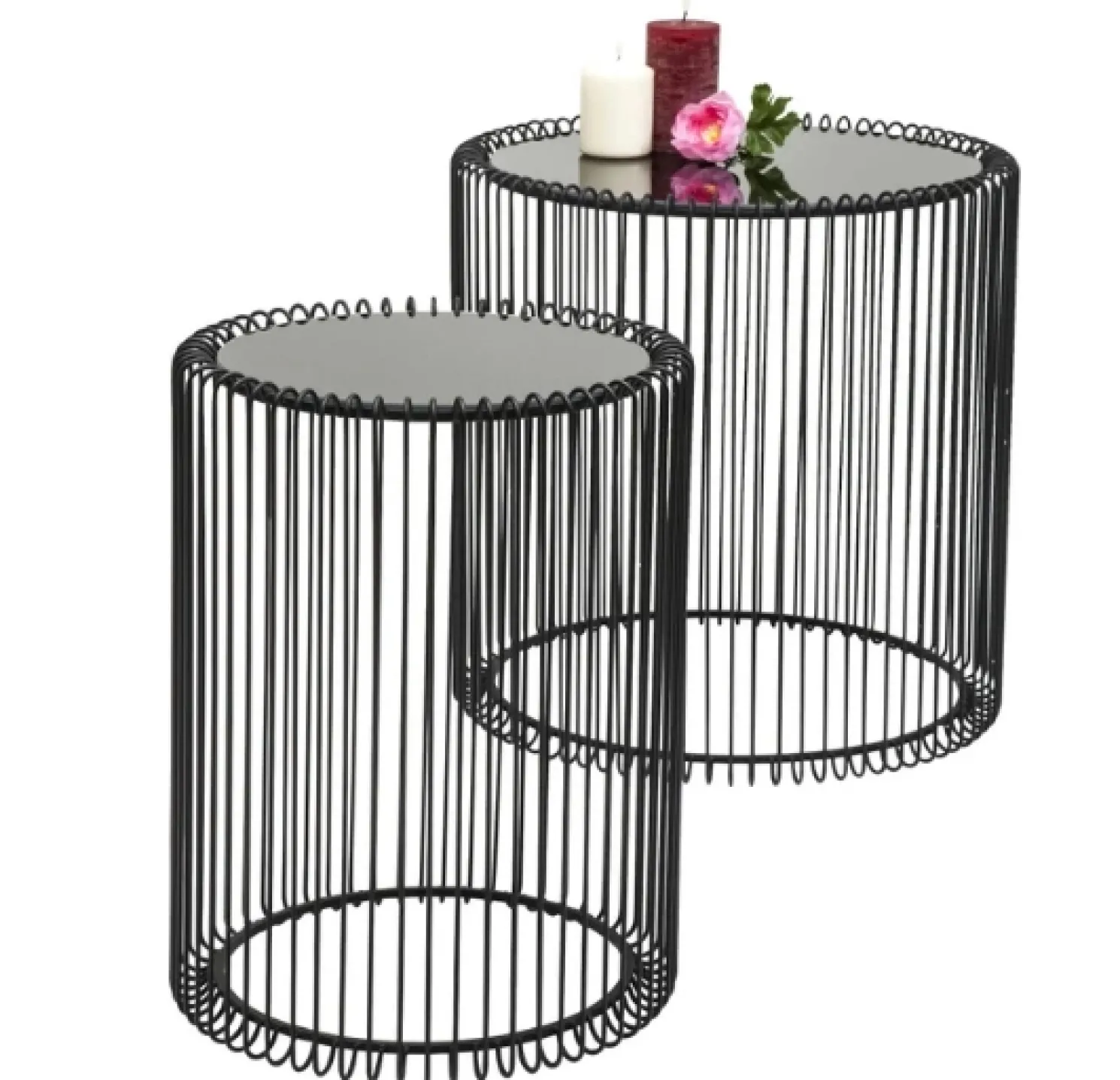 Kare 2er Set - Wire - Beistelltisch Schwarz