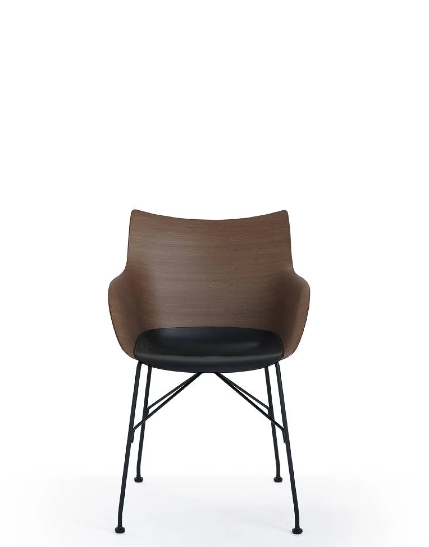Kartell Sessel Q/Wood Sitzschale Holz, Gestell schwarzer Stahl