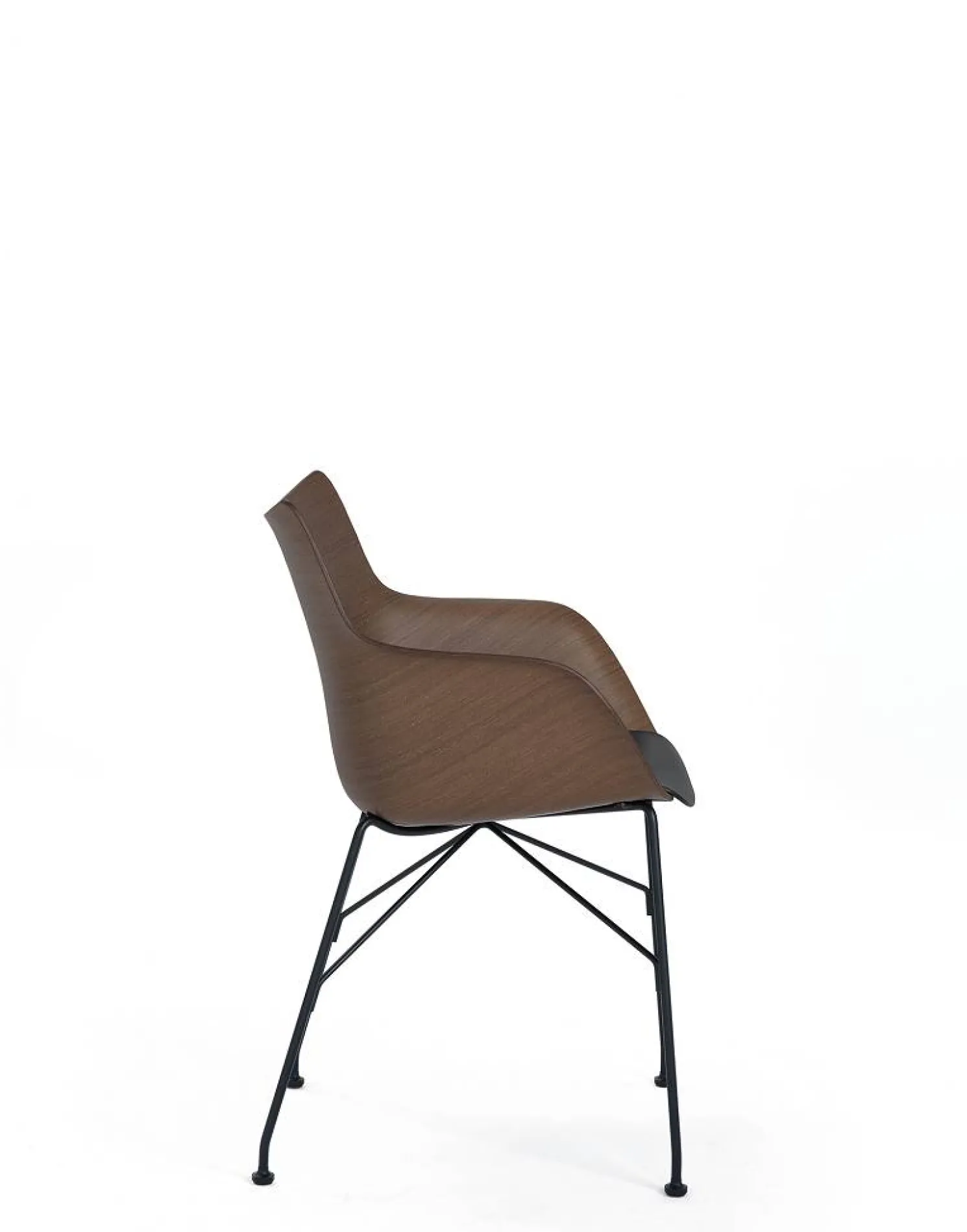 Kartell Sessel Q/Wood Sitzschale Holz, Gestell schwarzer Stahl