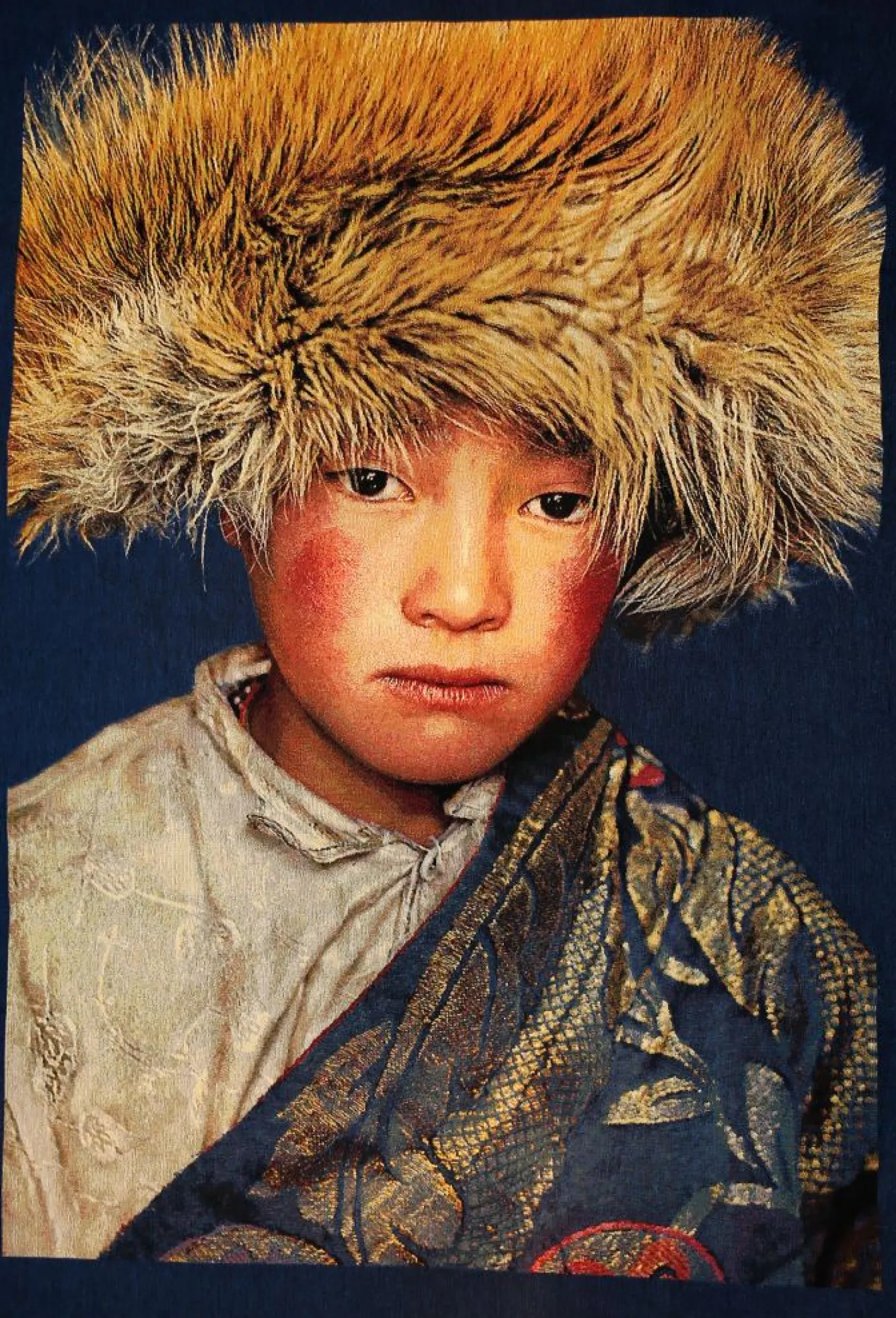 + Gobelinbild Tibetanischer Junge, blau 95x140 cm ungerahmt