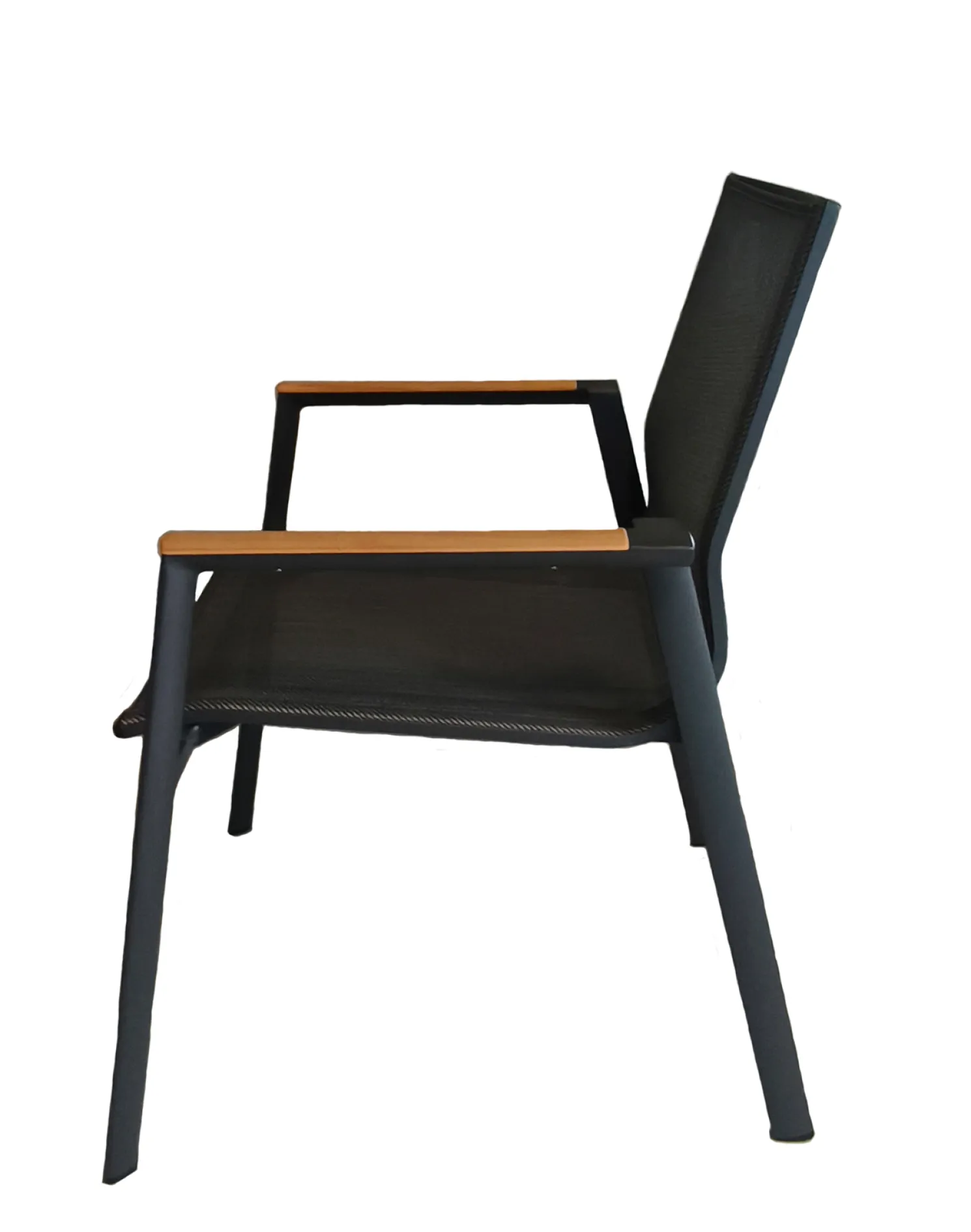 4-M Design Aspen Armlehnstuhl mit Teakholz für den Garten Kohle