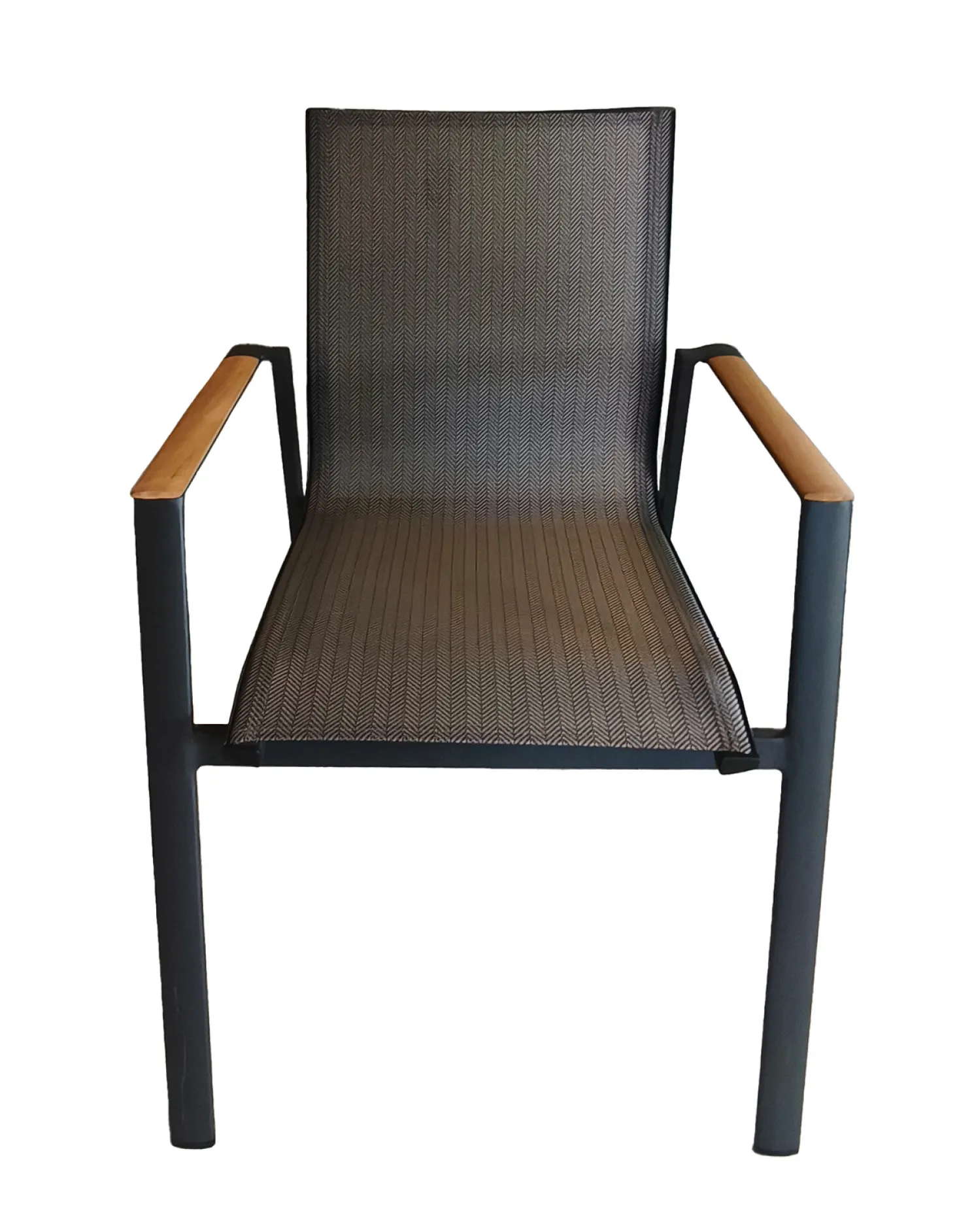 4-M Design Aspen Armlehnstuhl mit Teakholz für den Garten Kohle
