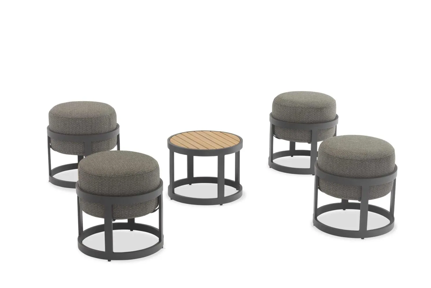 4-M Design Totem Hocker Set + Coffee Table für den Garten Kohle