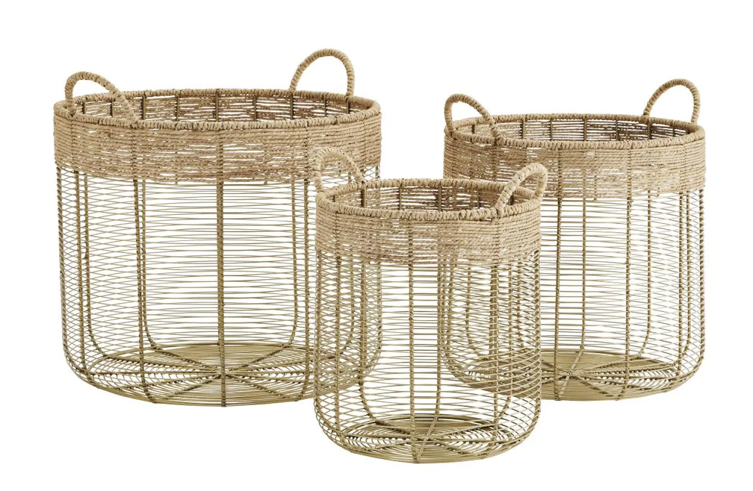 MADAM STOLTZ Korb Jute und Brass Ø 23; H32 cm
