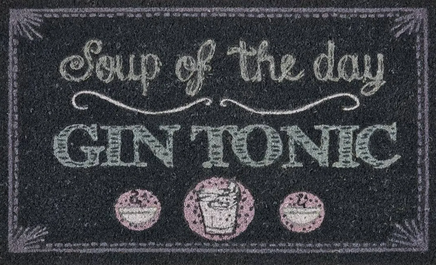 Gift Company FUSSMATTE, SOUP OF THE DAY "Gin Tonic", GRAU 45x75cm