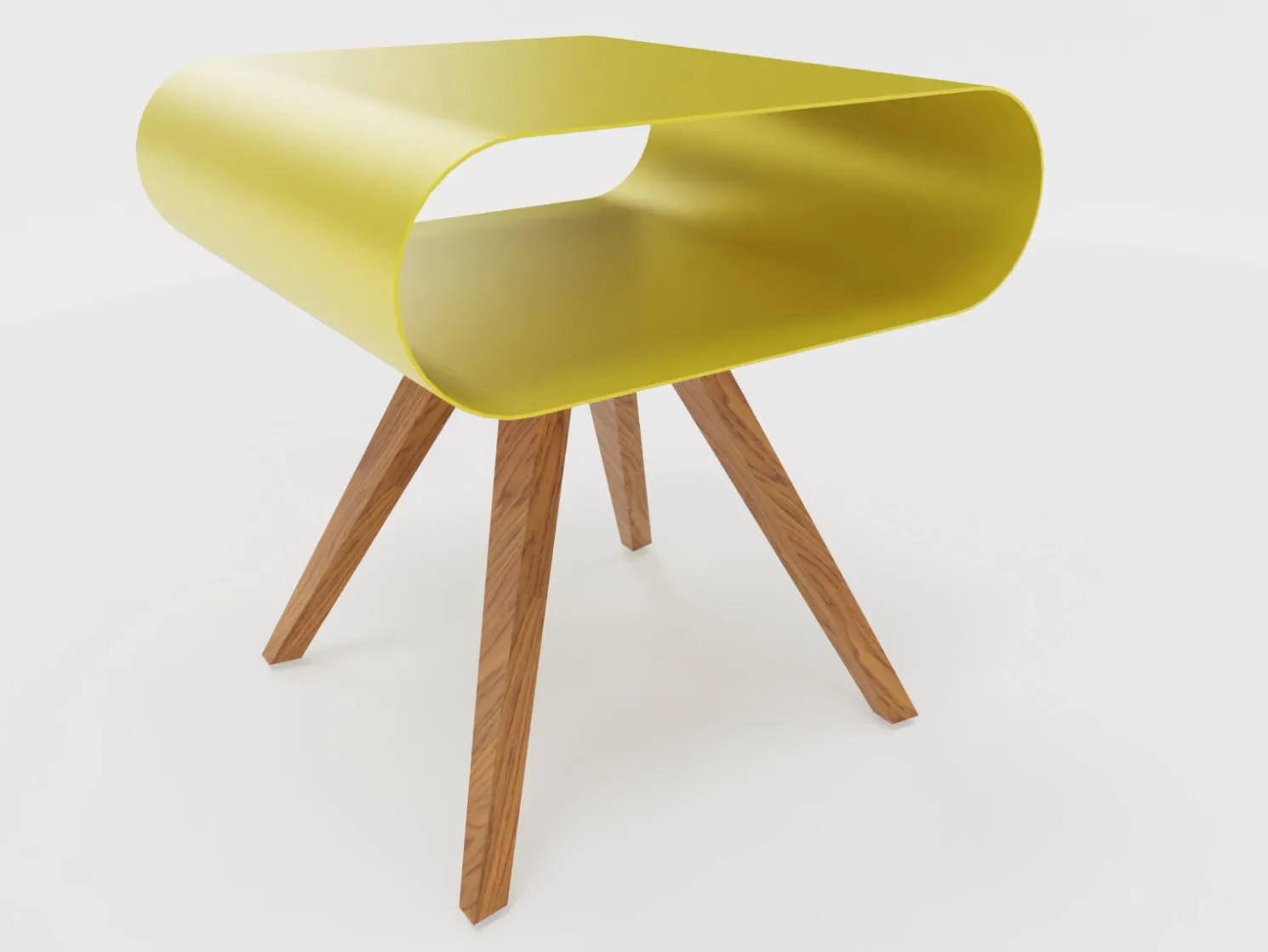 Müller Möbelfabrikation LO 12 Beistelltisch mit Ablage RAL 1012 Zitronengelb Eiche