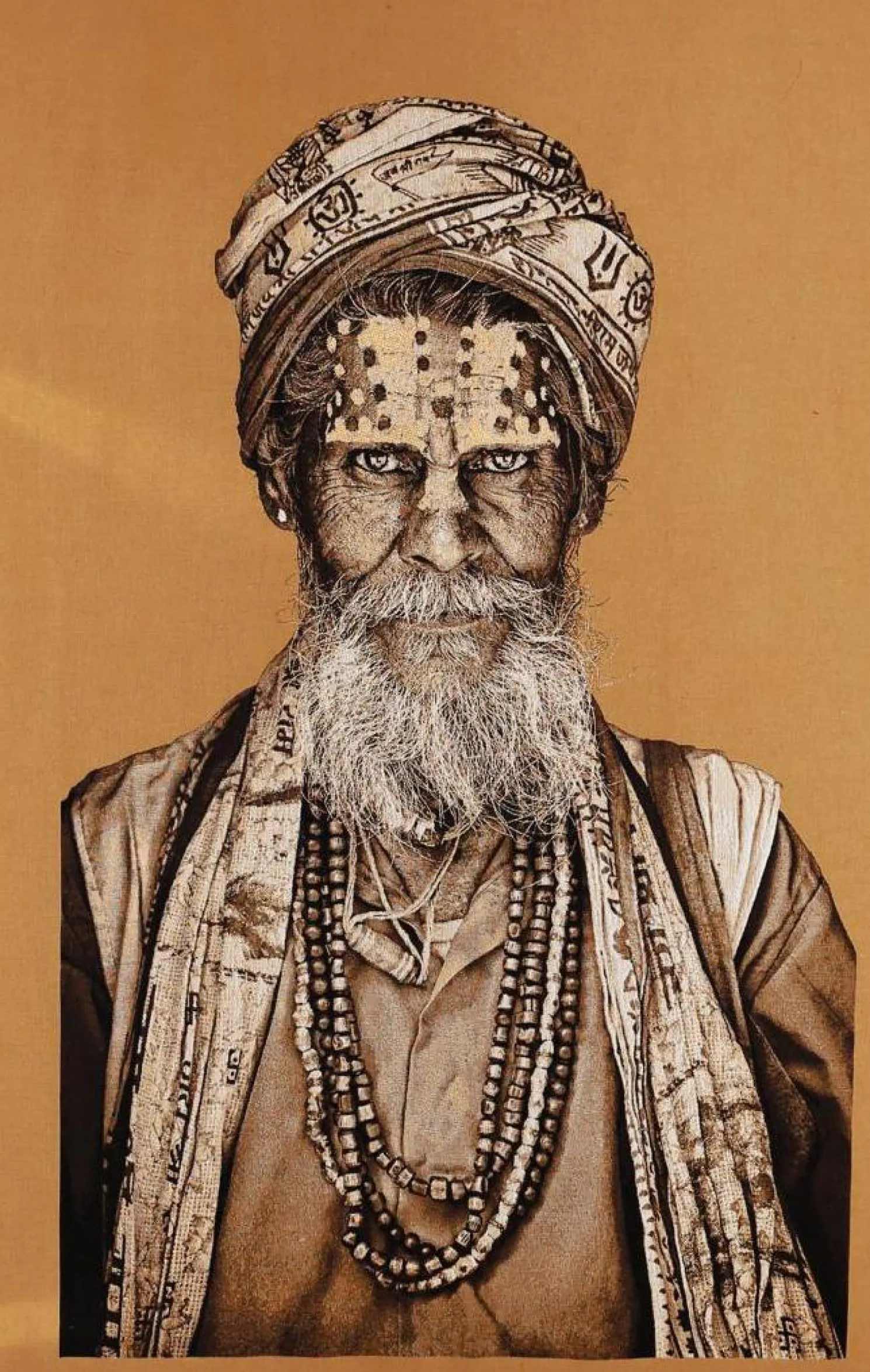 + Gobelin Bild - Chitran Omkaranatha - Sand ca. 75x125 cm gerahmt