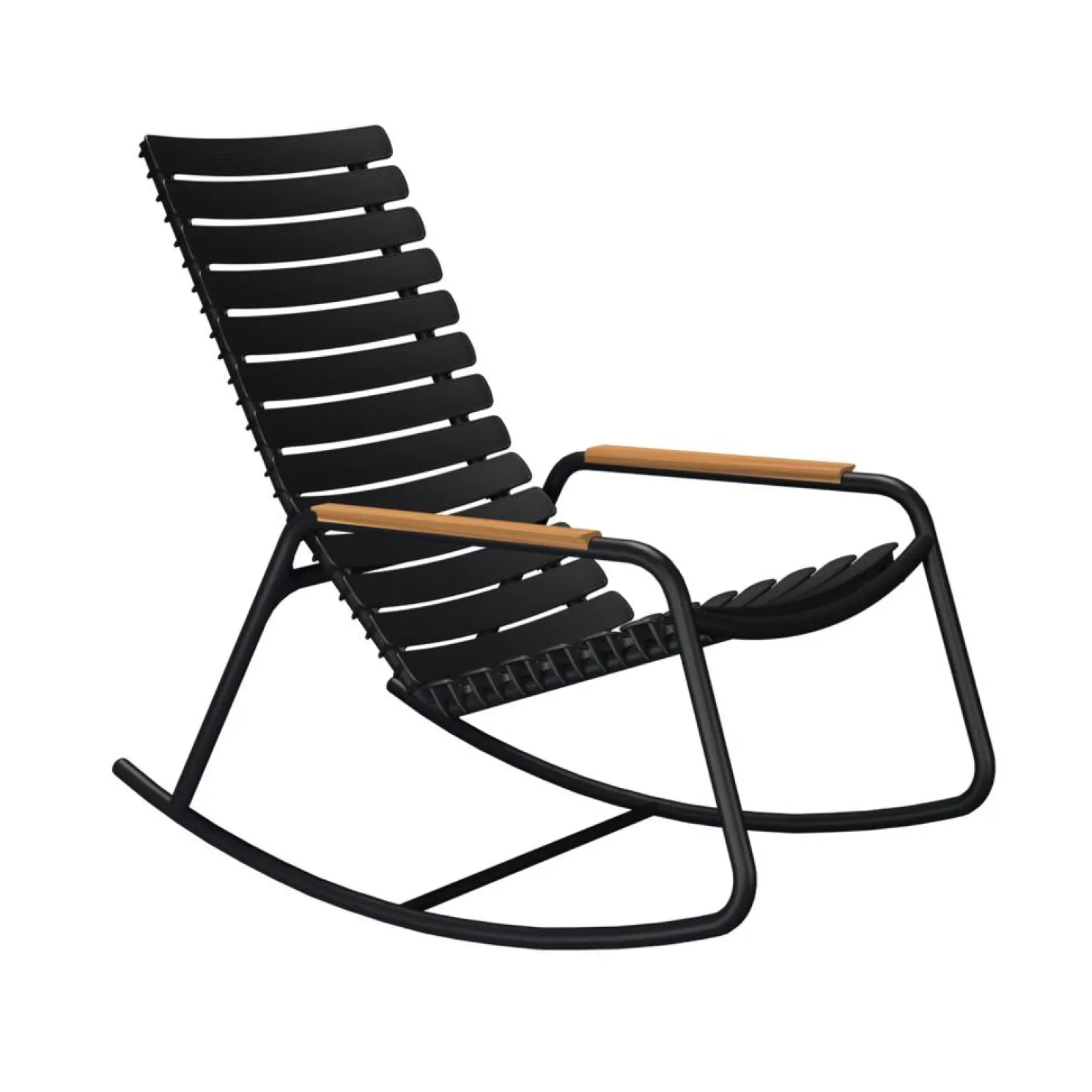 HOUE ReCLIPS Outdoor Schaukelstuhl schwarz, Armlehnen Bambus