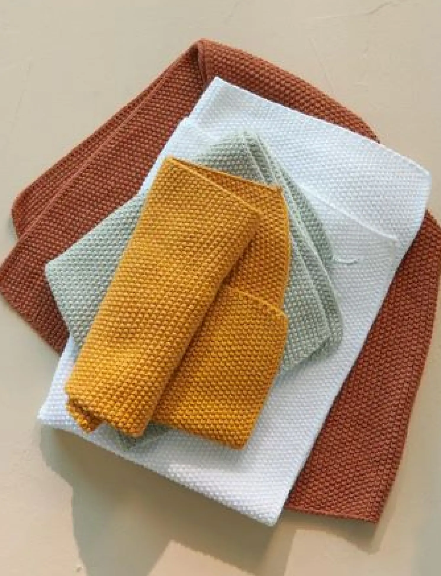 ASA Selection 2er Set Baumwolltuch gestrickt weiß