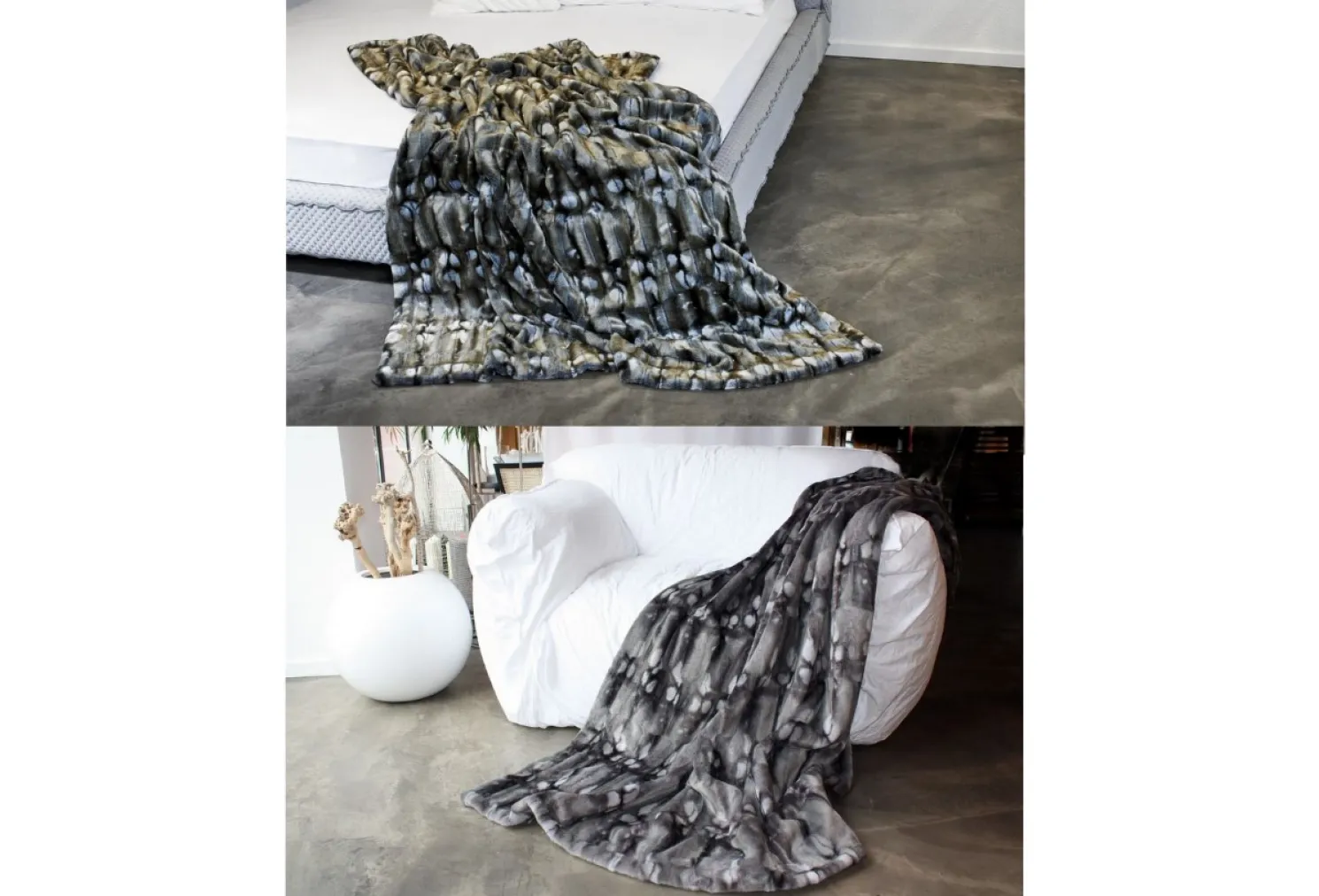 Carma Ferret - Kunstfelldecke 130x180 cm Ferret grey