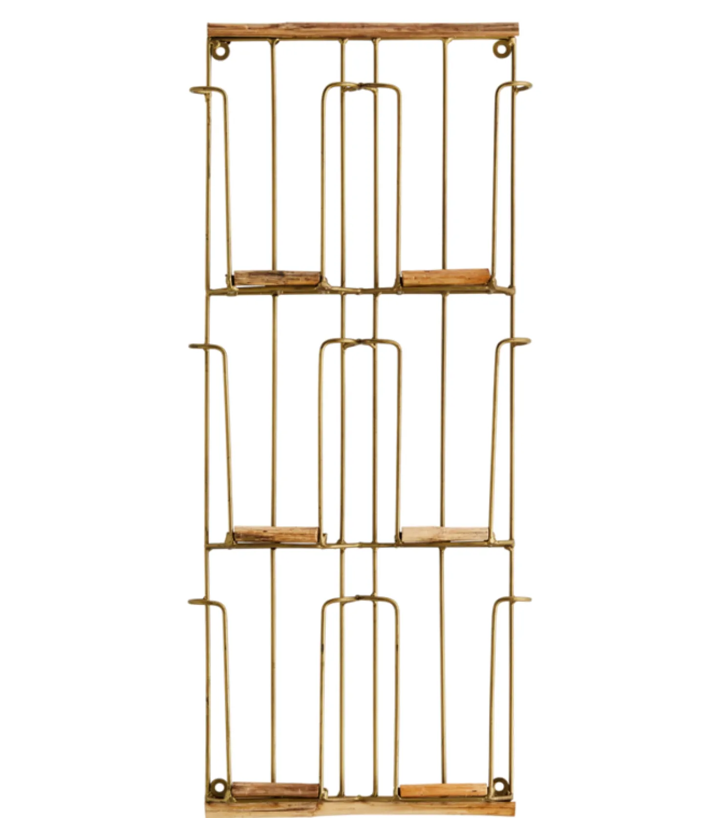 MADAM STOLTZ Kartenhalter Wandregal Gold/Bambus 24*55 cm