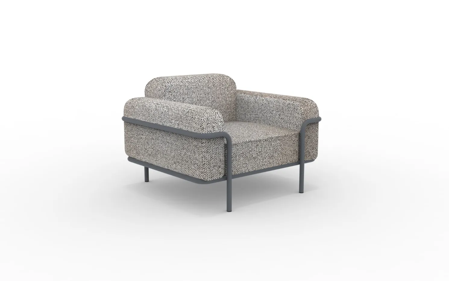 vermobil Hug bequemer Outdoorsessel - Lounge-Möbel Weiß-Braun, Dunkelgrau