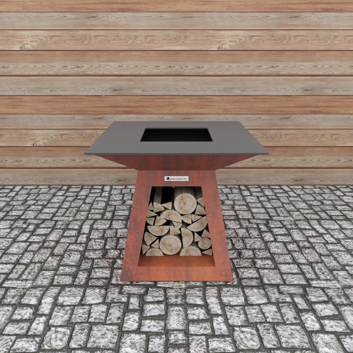 Quan Garden Art Large Plancha Grill Premium Corten-Stahl rostig