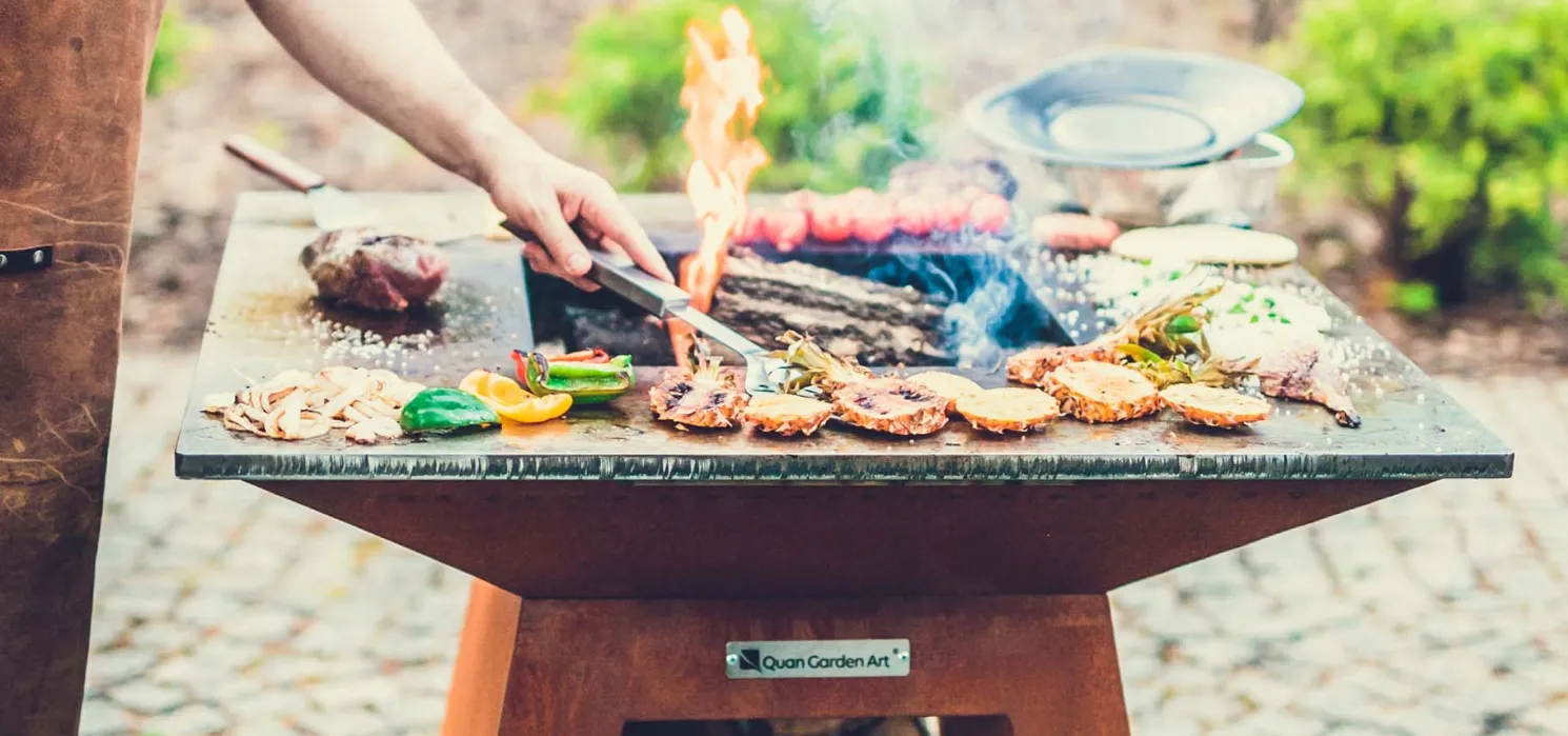 Quan Garden Art Large Plancha Grill Premium Corten-Stahl rostig