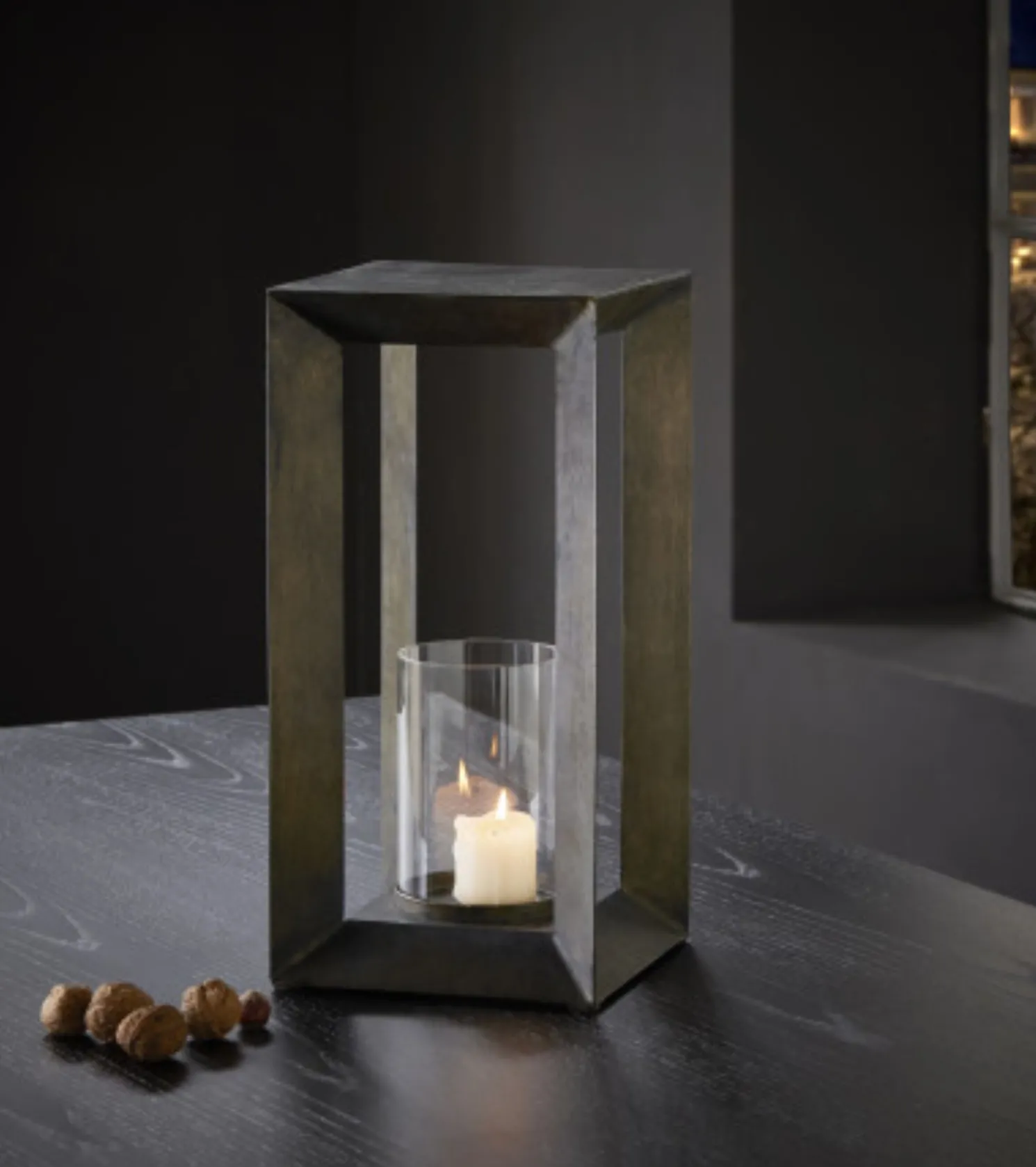 Philippi ESTATE geometrisches Windlicht mit Bronzeoptik