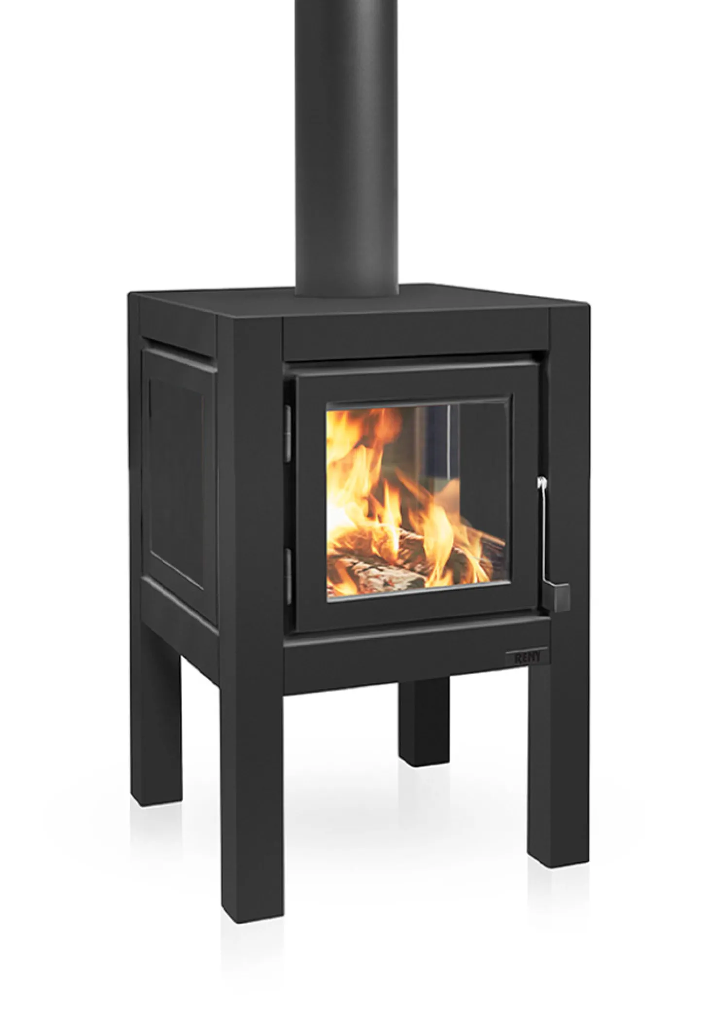 RB73 Quaruba Gartenofen Schwarz Ohne Rollen L 1 Seite Glas