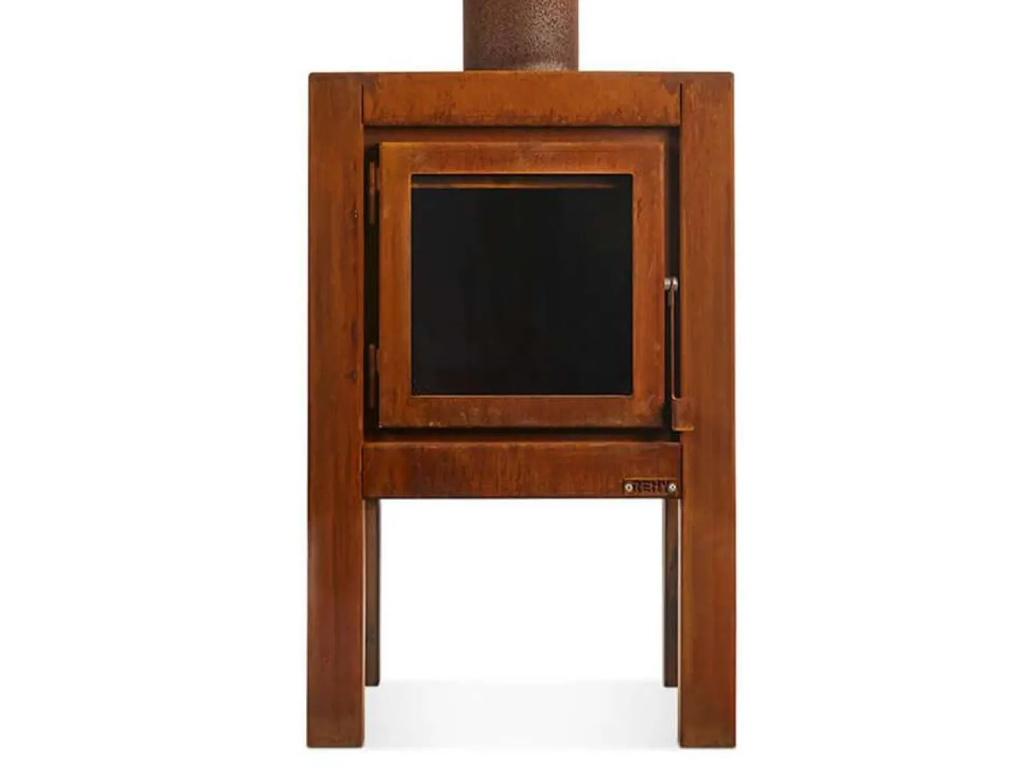 RB73 Quaruba Terrassenkamin Corten-Stahl Ohne Rollen L 1 Seite Glas