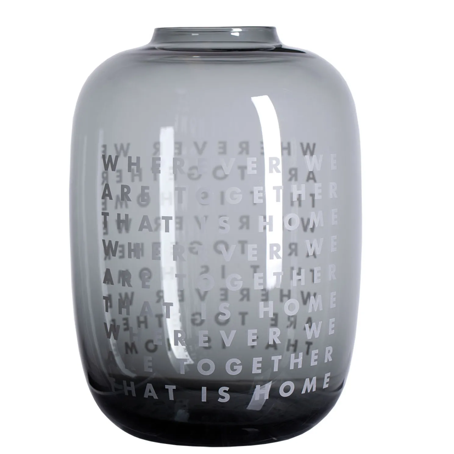 Räder Glasvase "wherever we are" Höhe 27cm Ø19,5, grau