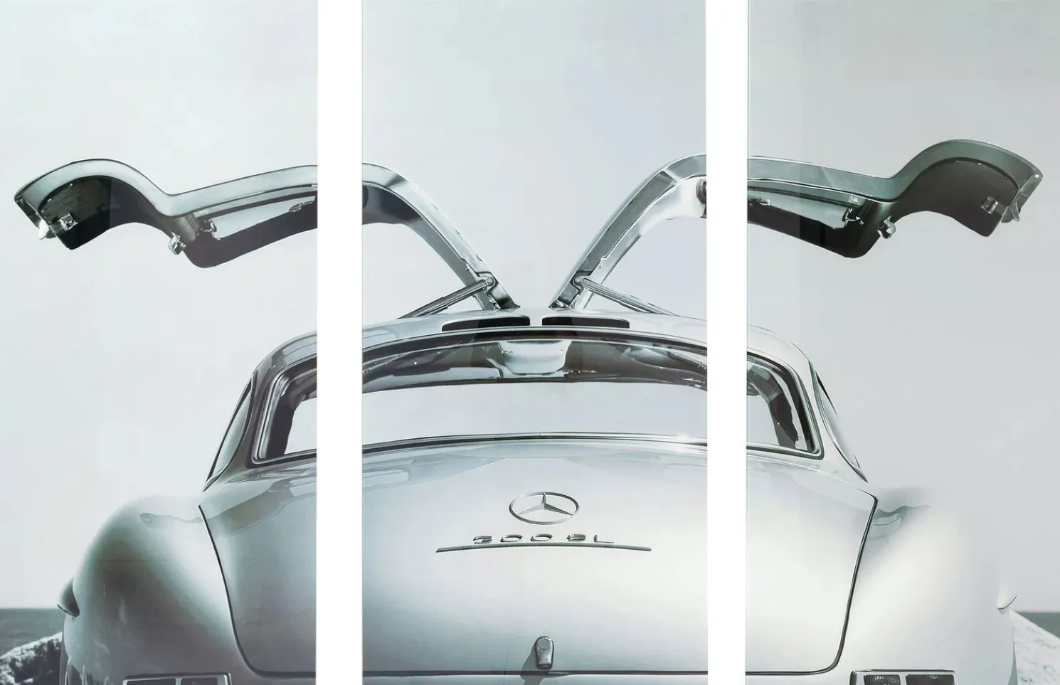 Kare Triptychon Glasbild "Oldtimer Back" (Mercedes 300 SL) - 160x240 cm