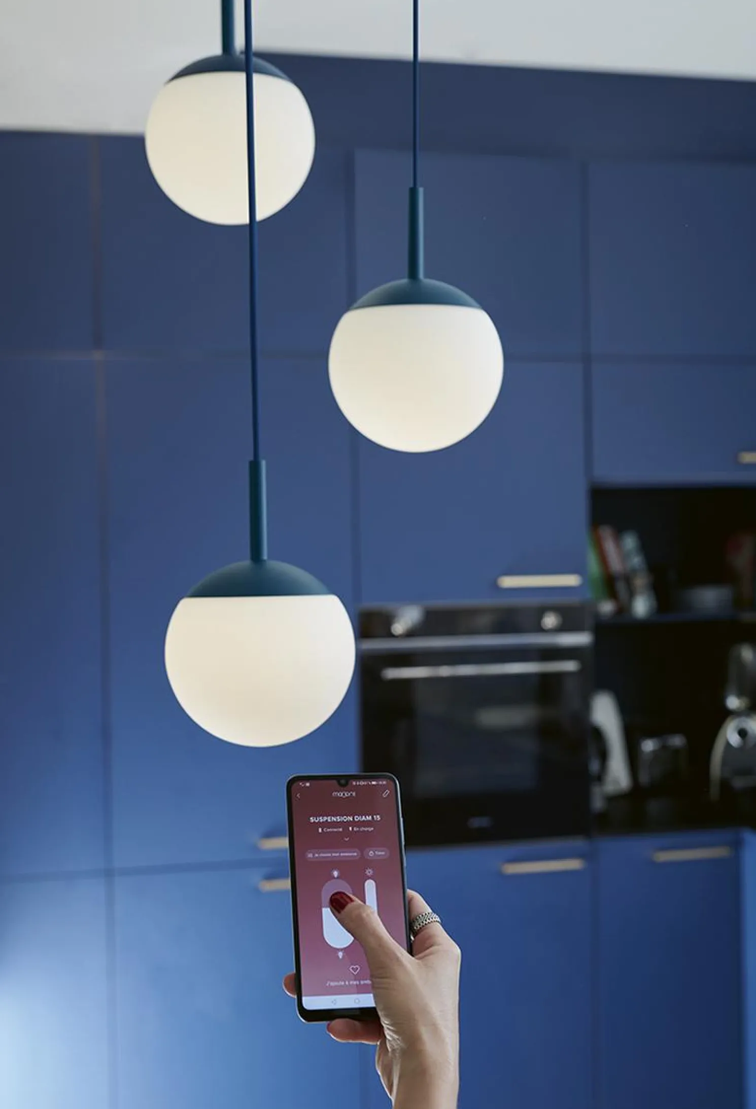 Fermob MOOON! Dreifache Hängelampe Ø15 cm Acapulcoblau