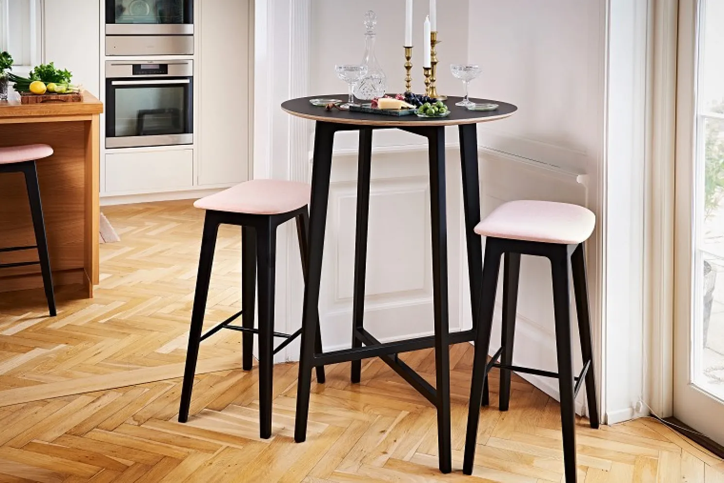 SACKit Nordic Barhocker – Buche schwarz – gepolstert – (73cm) Leder Ultra Brandy