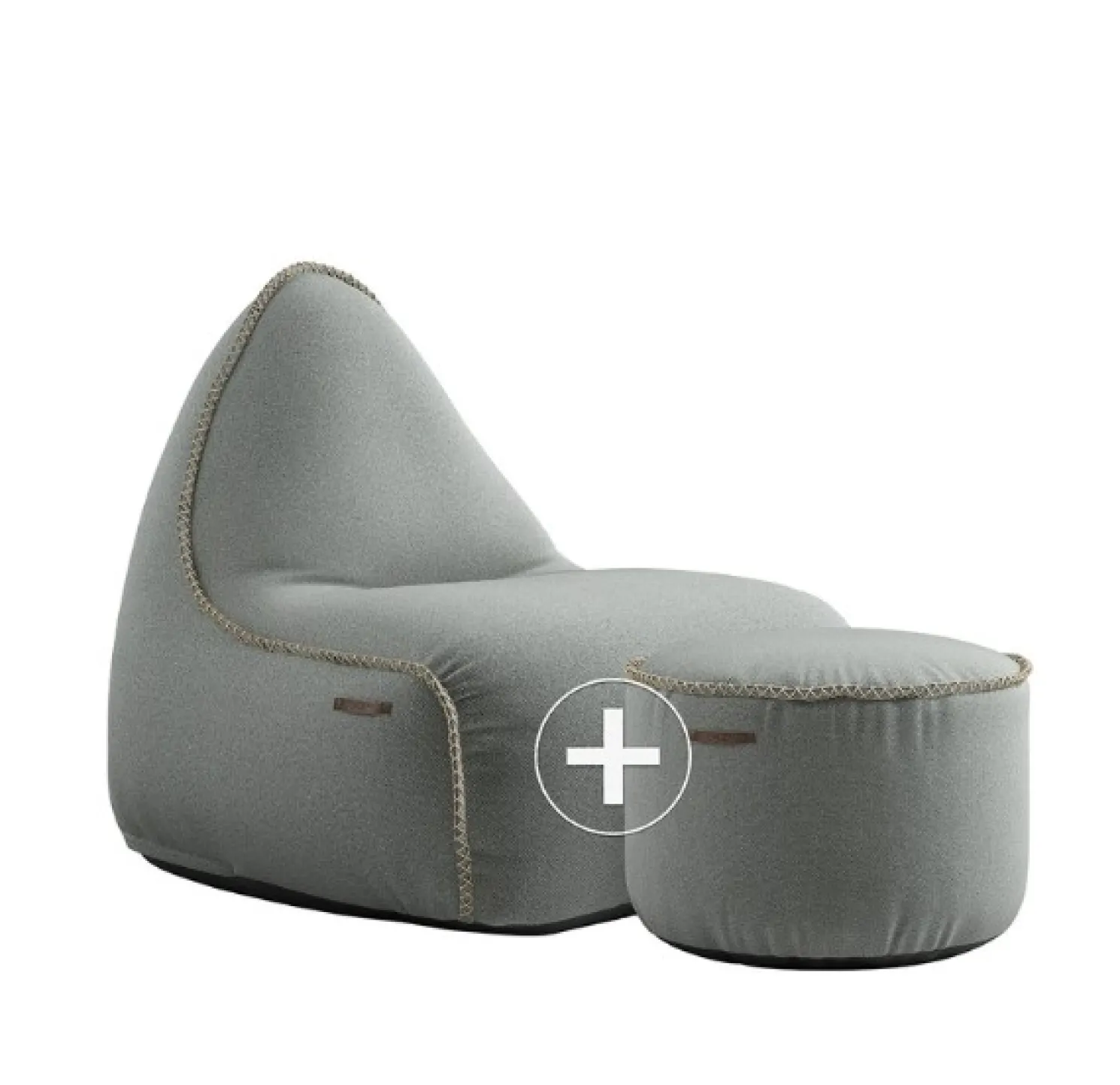 SACKit RETROit Cura Lounge Sitzsack mit Hocker – Nachhaltiges Sparset grau