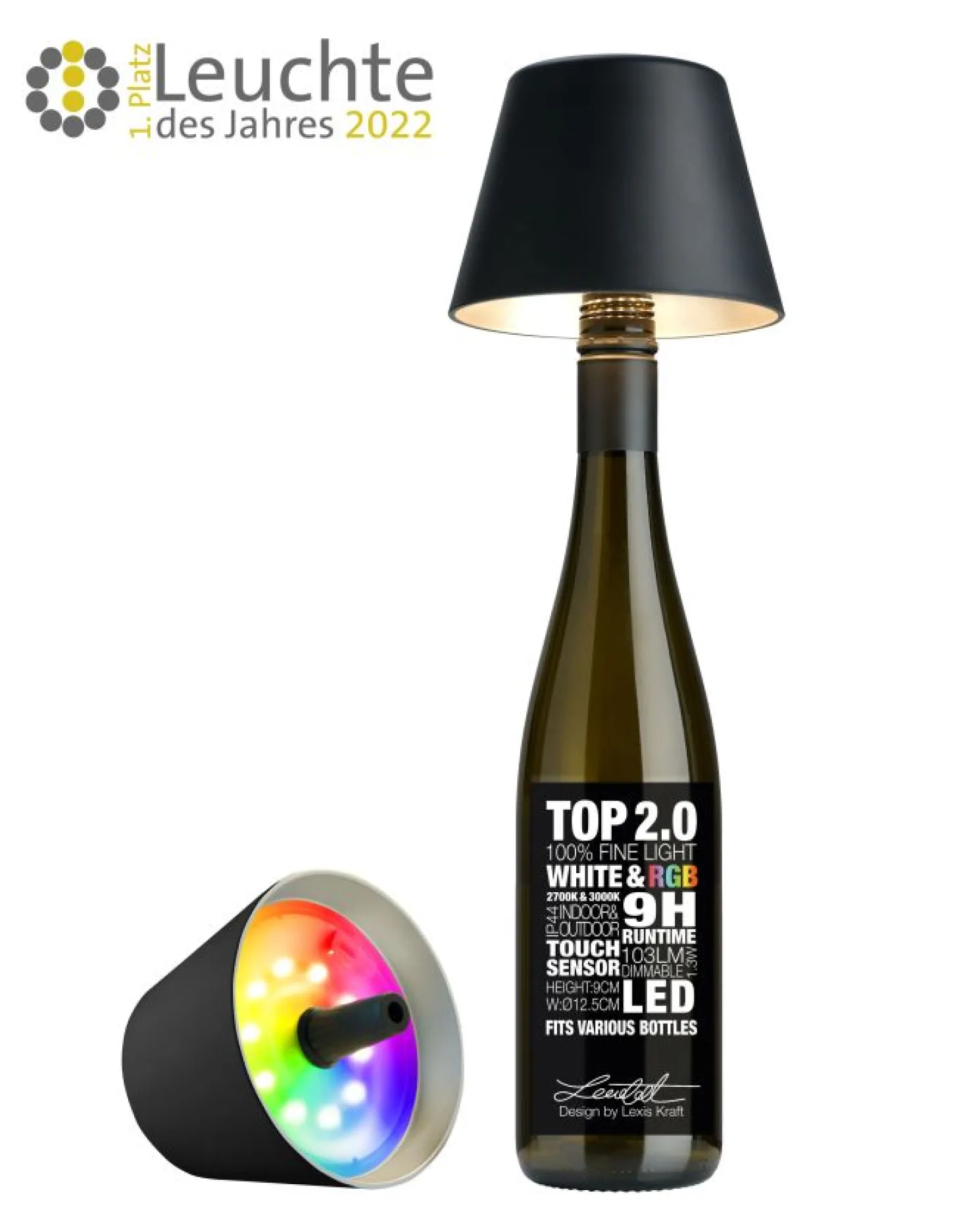 Sompex Akkuleuchte "Top 2.0" Schwarz