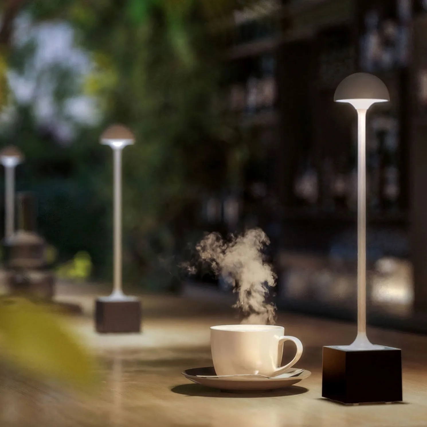 Sompex Flora Tischleuchte Outdoor mit Touchdimmer Olivgrün