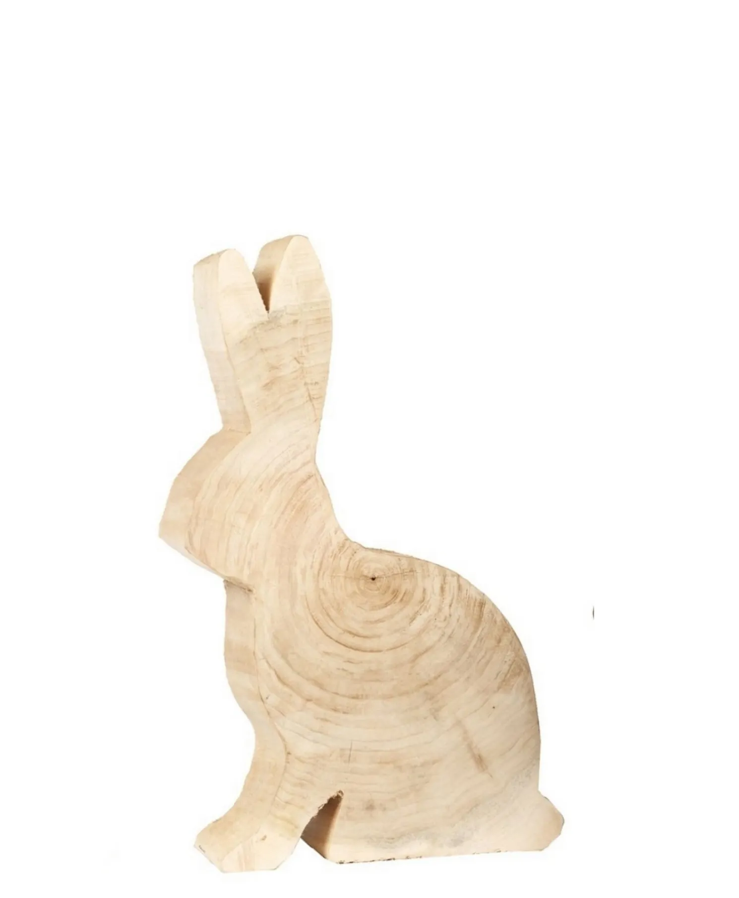 WMG Sitzender Dekohase aus Pappelholz - natur 50 cm