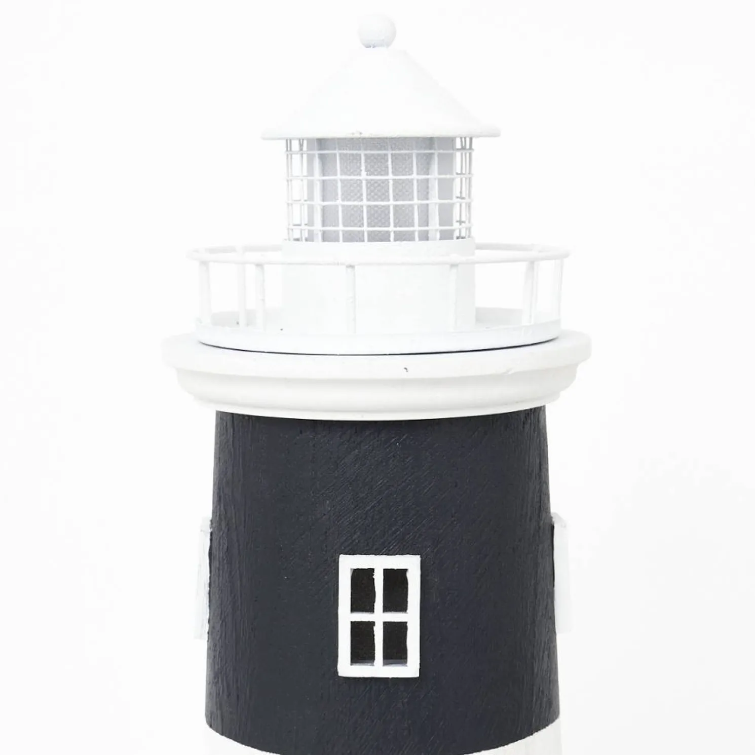 Batela Leuchtturm LED Metal schwarz-weiß, Höhe 45,5 cm